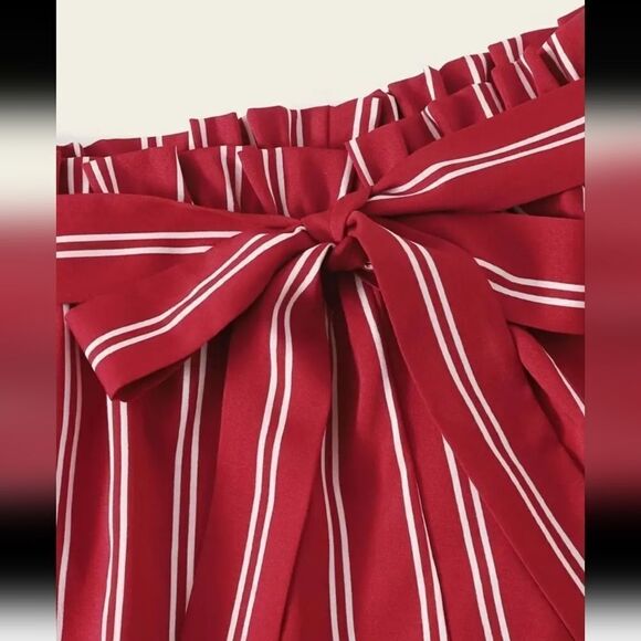 Ladies red Striped Tie Front Shorts sz XL - Picture 6 of 6